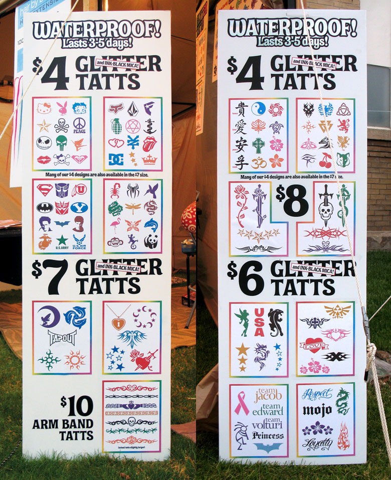 Two of our outdoor signs. The glittery lettering at the top goes a long way to attract attention, and they're low enough for smaller kids to see!
image
